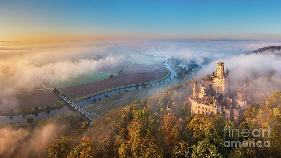 Castle Photograph - Marienburg Castle on a foggy morning by Michael Abid