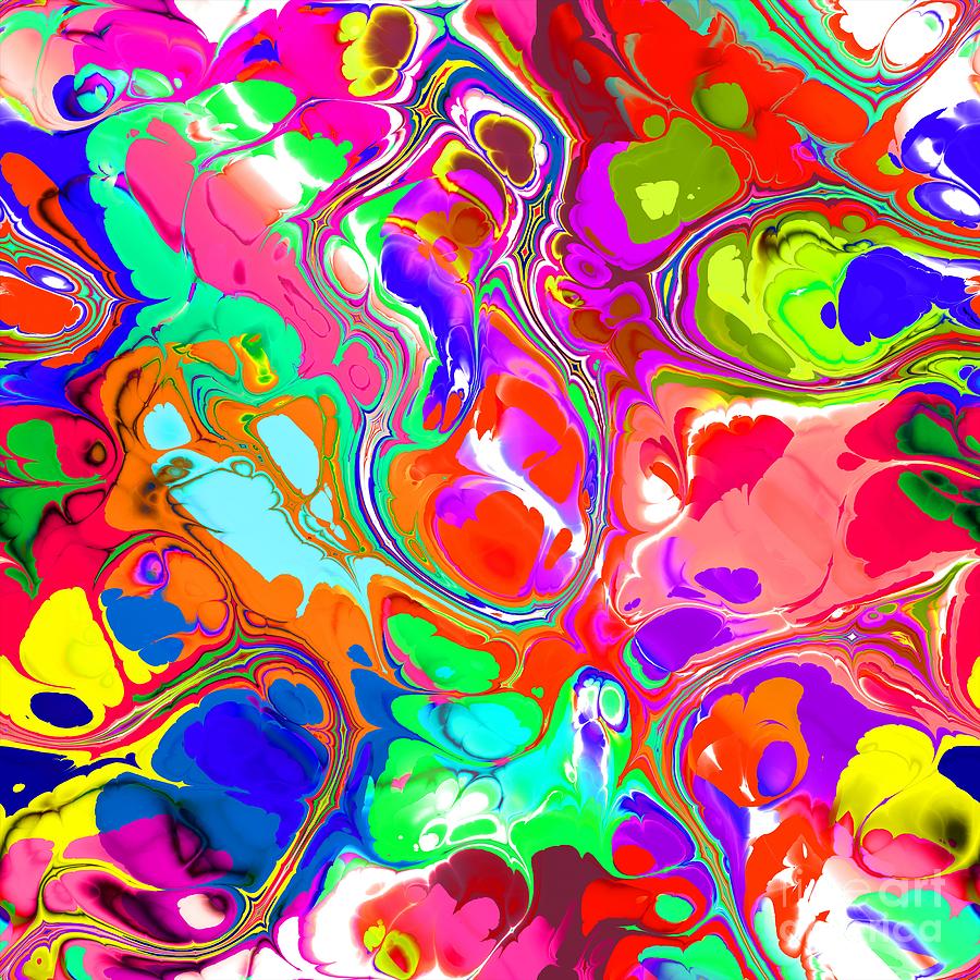 Marijan - Funky Artistic Colorful Abstract Marble Fluid Digital Art Digital Art by Sambel Pedes