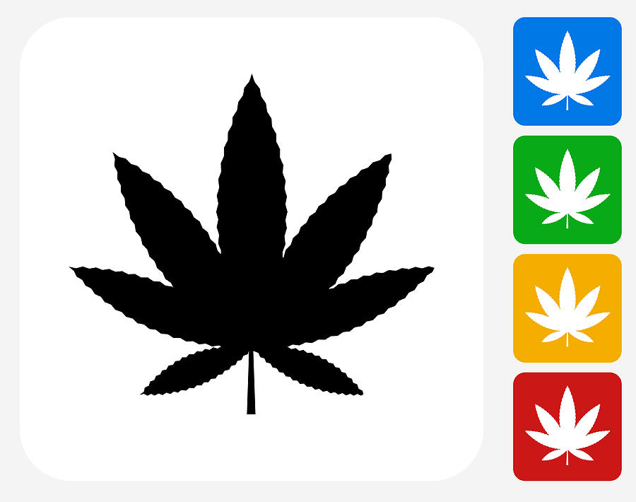 Marijuana Icon Flat Graphic Design Drawing by Bubaone