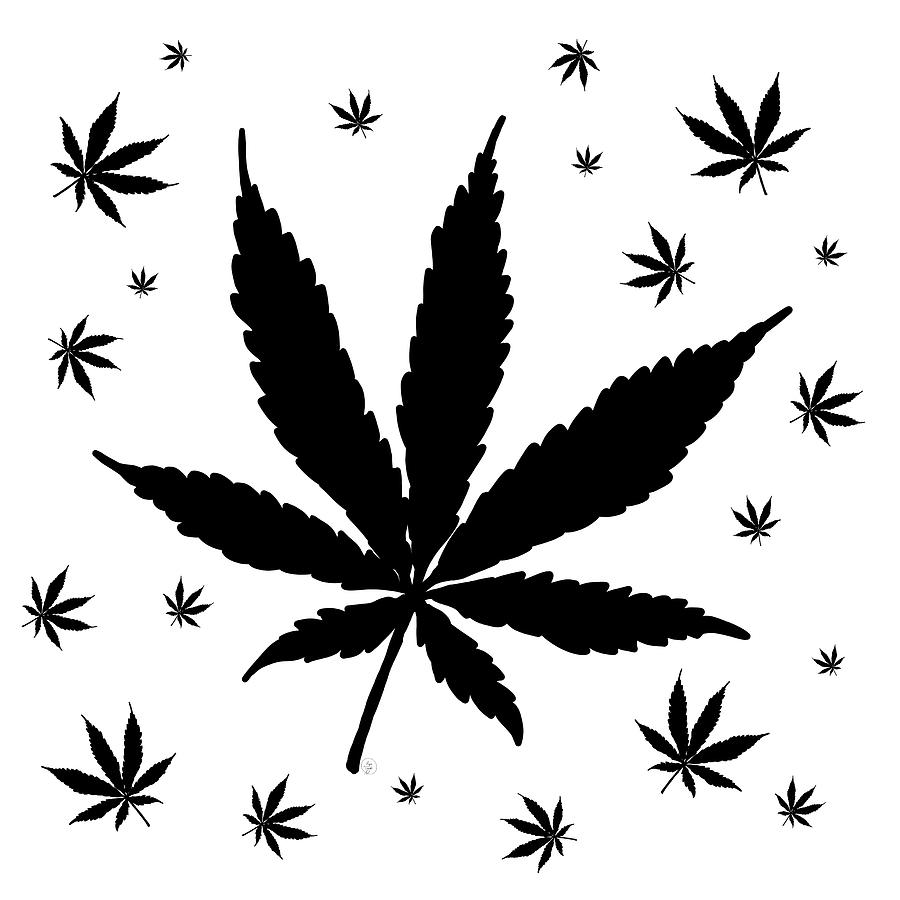 Marijuana in Black and White Digital Art by Angie Tirado