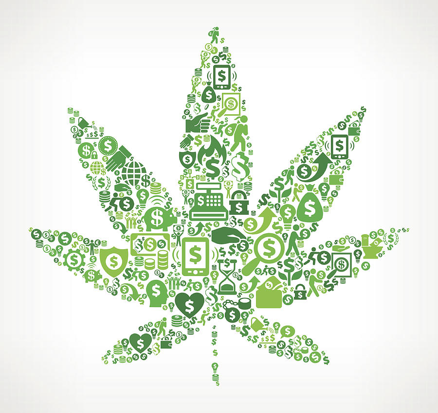 Marijuana  Money and Finance Green Vector Icon Background Drawing by Bubaone