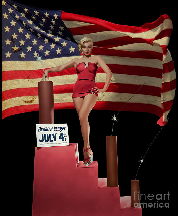 Marilyn and the American Flag  Digital Art by Franchi Torres
