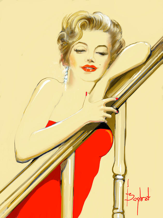 Marilyn In Red Digital Art By Boghrat Sadeghan Fine Art America 7127