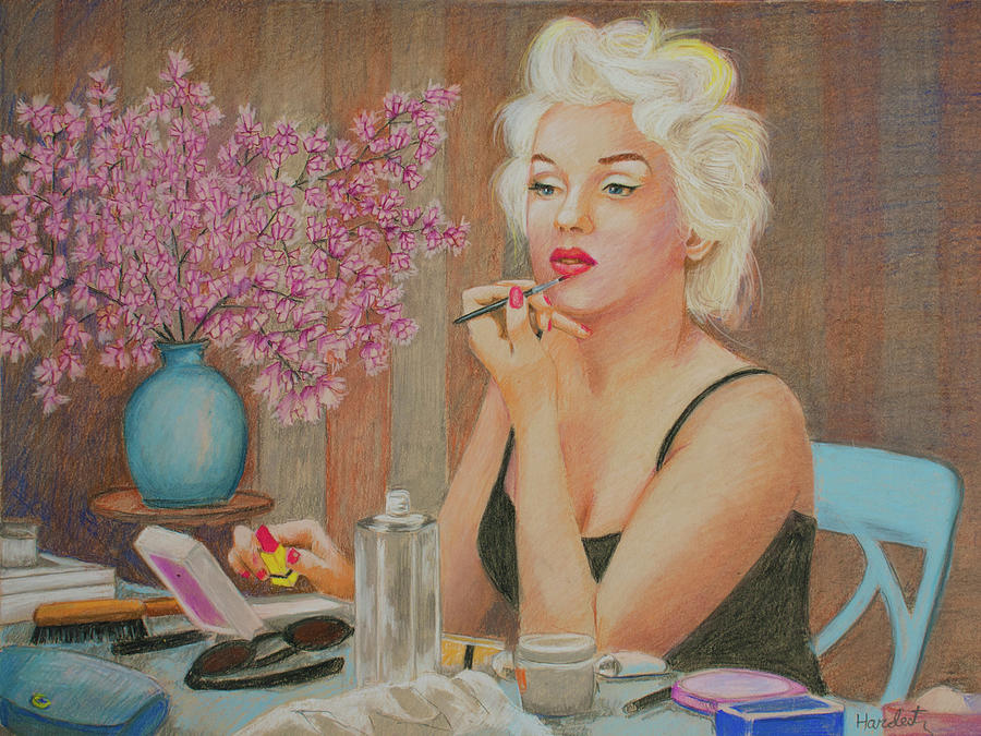 Marilyn Making Up Drawing by David Hardesty