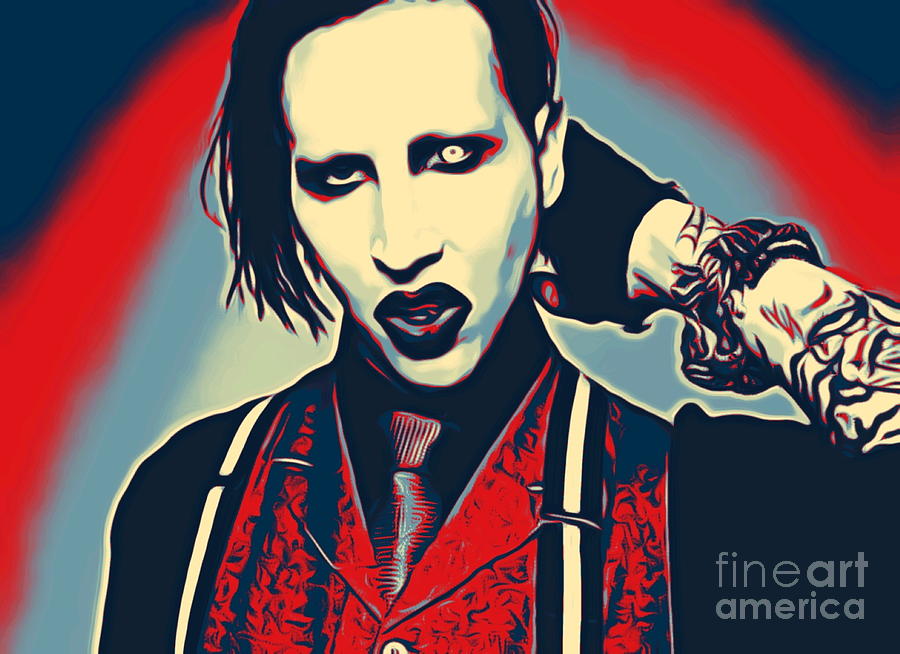 Marilyn Manson Painting - Marilyn Manson Aggressive Portrait Artistic Illustration Scary Poster Style by Luga Leon