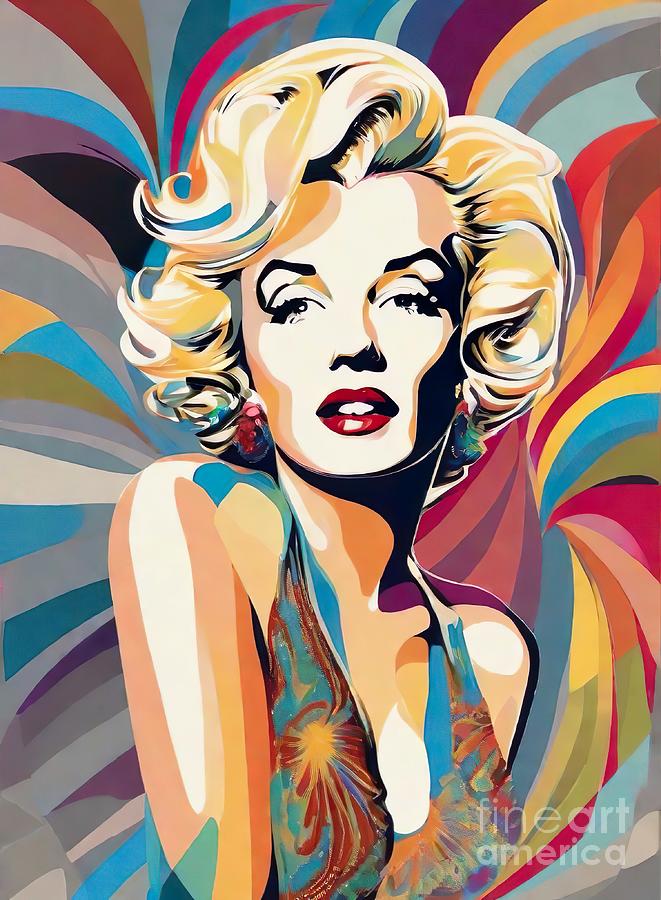 Marilyn Monroe abstract portrait Digital Art by Movie World Posters
