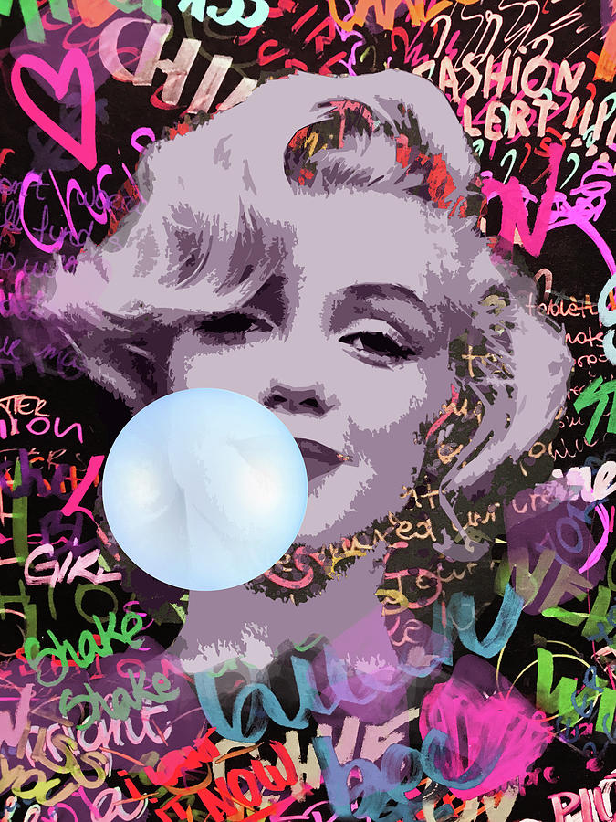 Marilyn Monroe bubble gum Digital Art by Mihaela Pater - Pixels