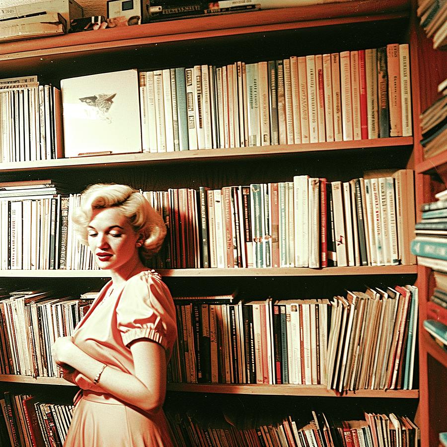 Marilyn Monroe Candid Photo In Library Digital Art by Whitney Ervin ...