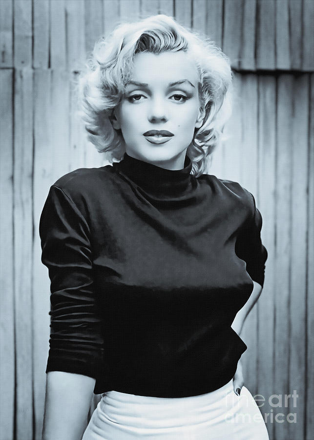 Marilyn Monroe - Cool Blue - Silver Print Painting by KulturArts Studio
