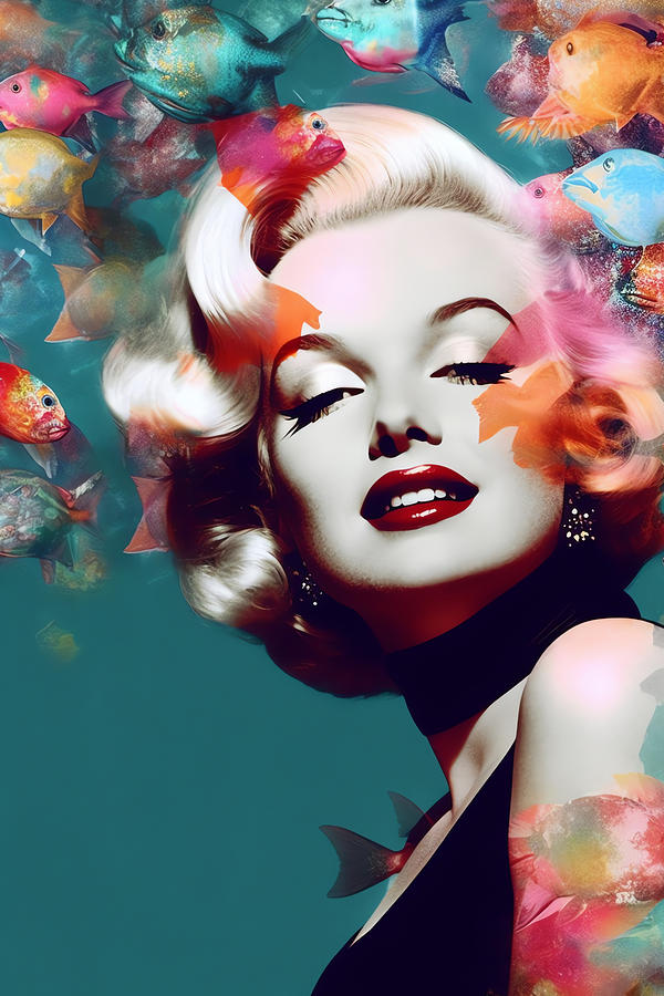 Marilyn Monroe Floral Fish Digital Art by Carlos V - Fine Art America