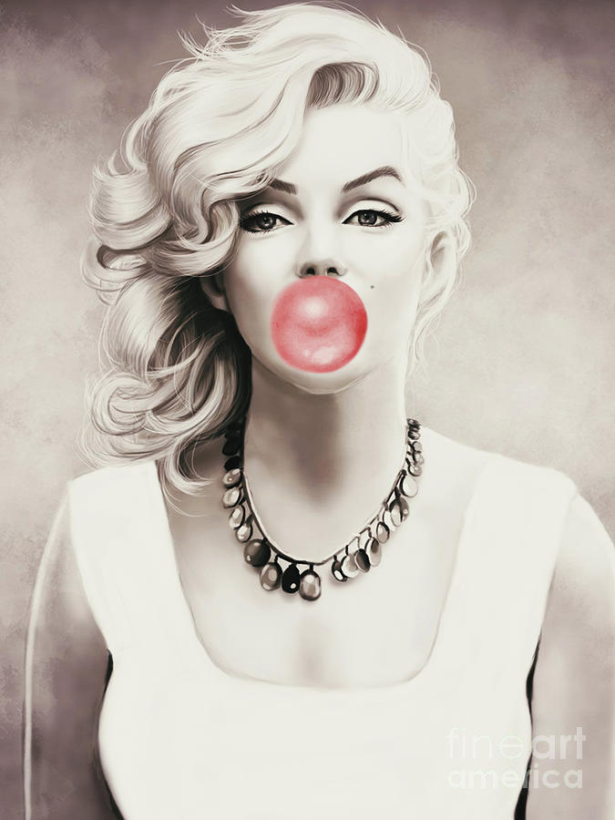 Marilyn Monroe Gorgeous Bubble Gum Art Digital Art by GnG Bros | Fine ...