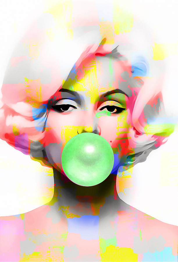 Marilyn Monroe Green Bubble Mixed Media by Marvin Blaine