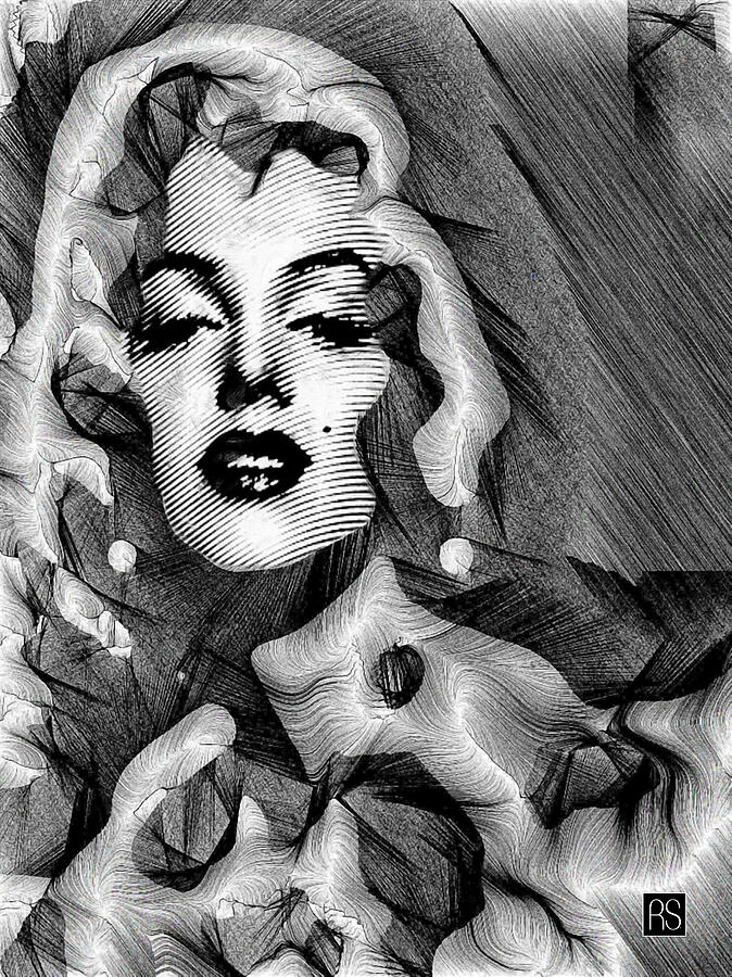 Marilyn Monroe in Black and White Digital Art by Rafael Salazar