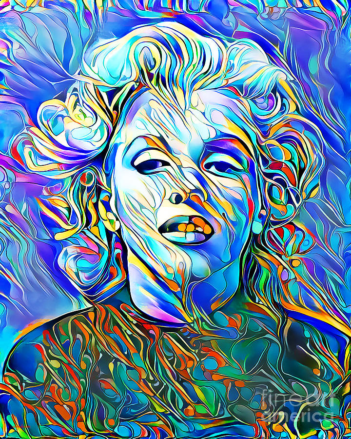 Marilyn Monroe in Vibrant Painterly Wavy Colors 20200522 Photograph by Wingsdomain Art and Photography