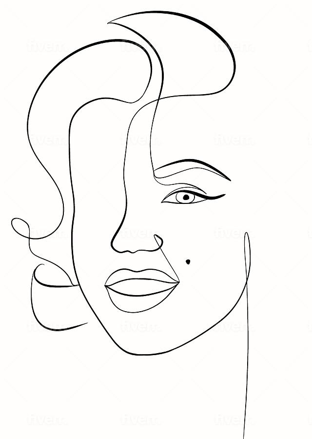 Marilyn Monroe minimalist portrait 2b Drawing by Movie World Posters