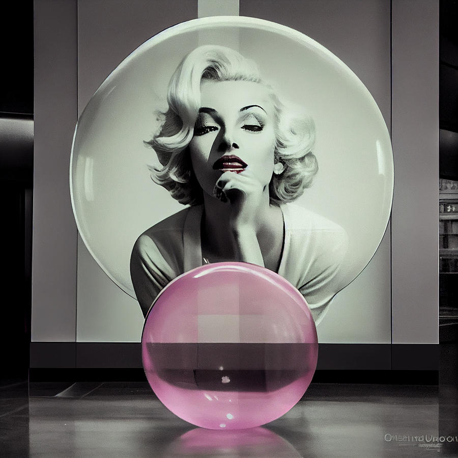 Marilyn  Monroe  Monochrome  The  Pink  Bubble  In  Co  De  E  Fc    Cfd By Asar Studios Digital Art