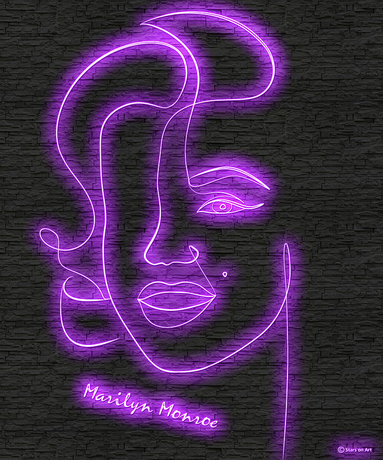 Marilyn Monroe neon portrait Digital Art by Movie World Posters