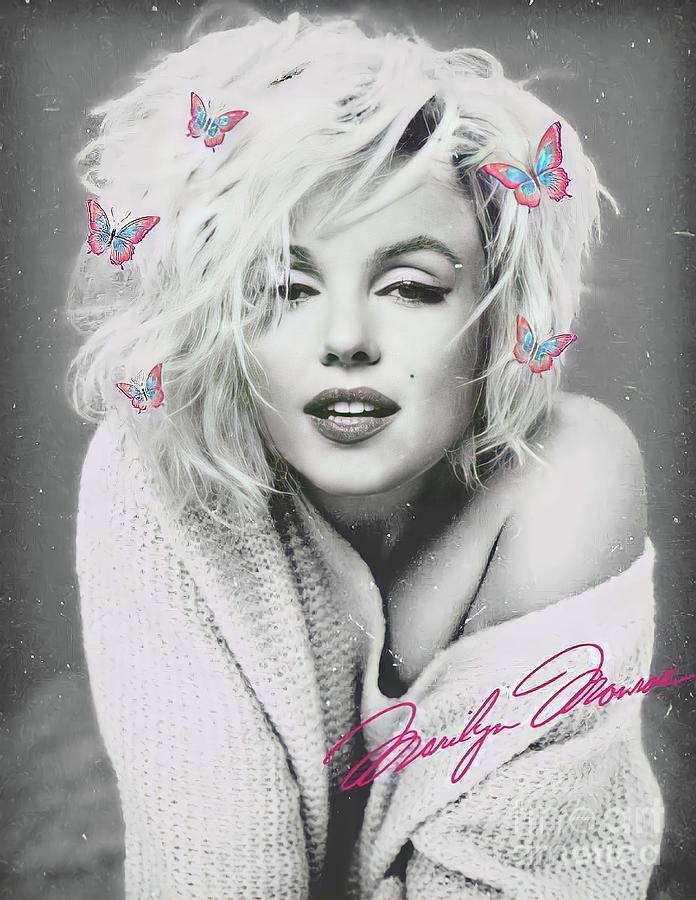 Marilyn Monroe Pink Butterfly Art Mixed Media by Kristin O'Dell