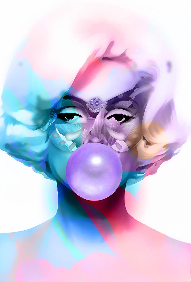 Marilyn Monroe Purple Bubble Gum Mixed Media by Marvin Blaine