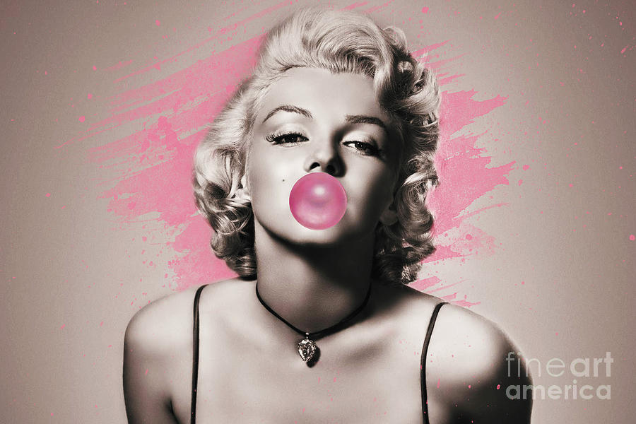 Marilyn Monroe Seductive Pink Bubble Gum Art Digital Art By Gng Bros Pixels 8015