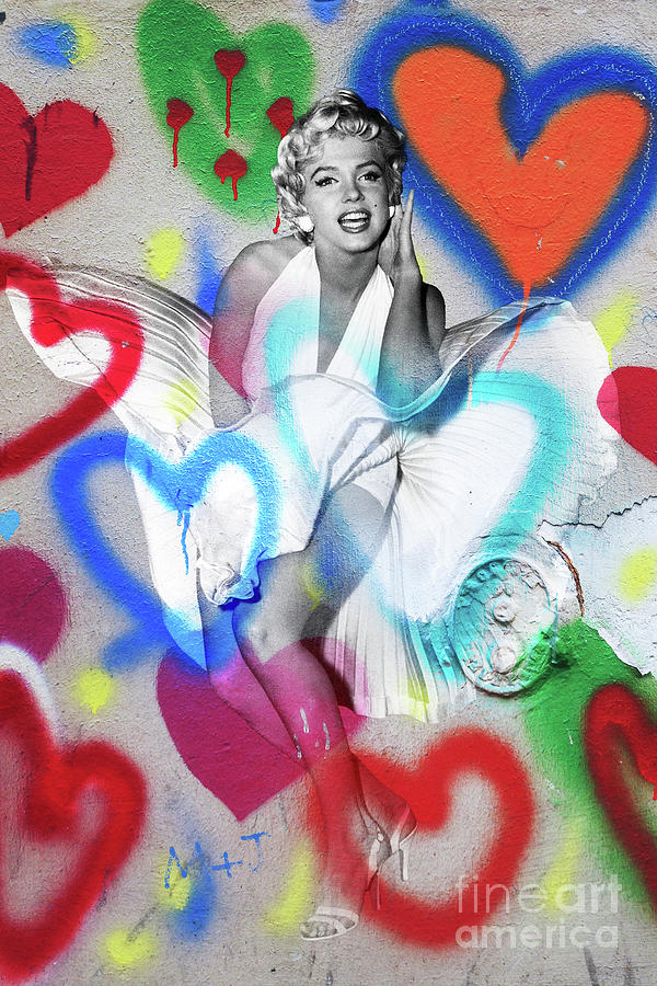Vintage Photograph - Marilyn Monroe, Street art style by Delphimages Photo Creations