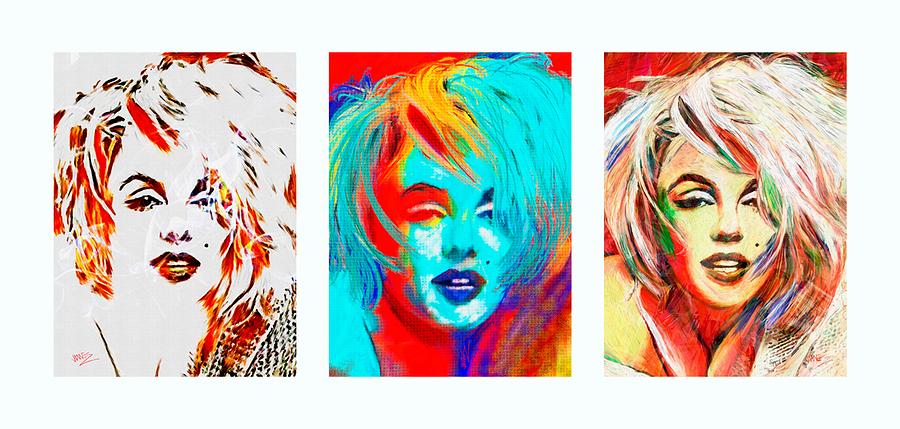 Triptych Marilyn Monroe three faces Painting by James Shepherd