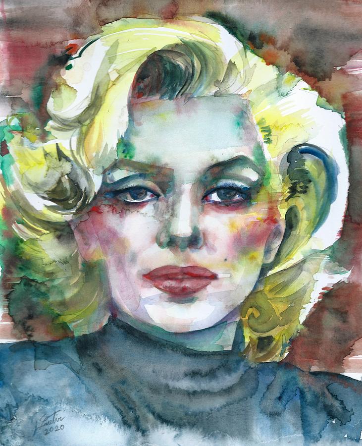 Marilyn Monroe Painting - MARILYN MONROE watercolor portrait.14 by Fabrizio Cassetta