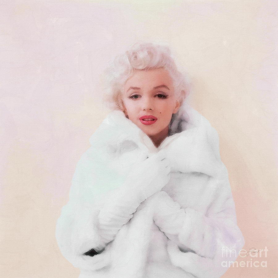 Marilyn Monroe - white fur Digital Art by Jerzy Czyz