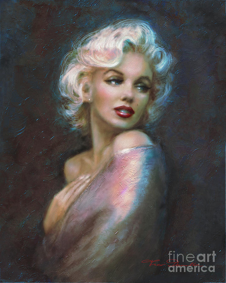 Marilyn romantic WW dark blue Painting by Theo Danella