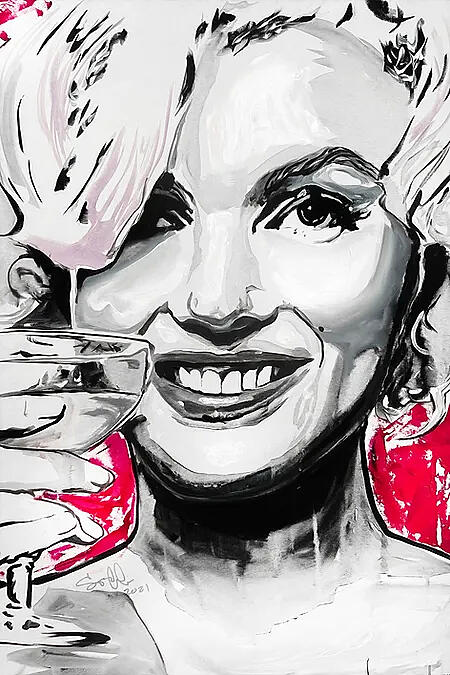 Marilyn Says Cheers Painting by Sergio Gutierrez