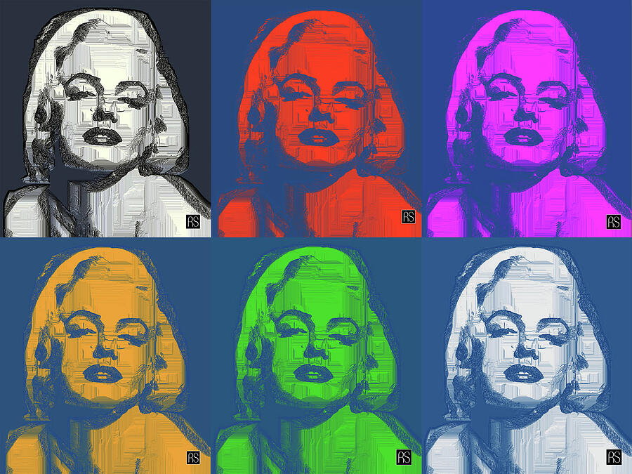 Marilyn The Face 6 colors Digital Art by Rafael Salazar