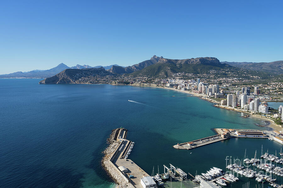 Marina and coast in Calpe, blue Mediterranean Sea Photograph by Adriana Mueller Marina and coast in Calpe, blue Mediterranean Sea Photograph by Adriana Mueller