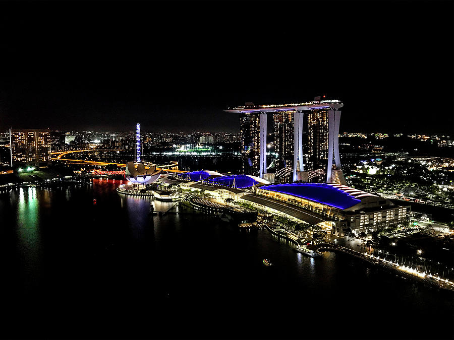 Marina Bay Sands_Singapore Night Cityscape Photograph by Christine Ley