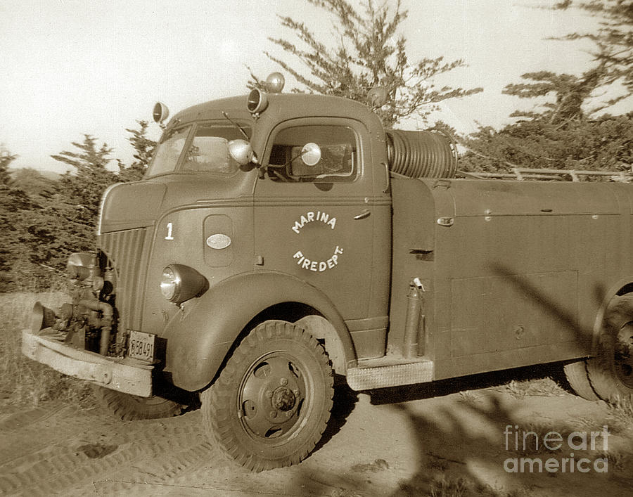 Marina Photograph - Marina Firedept. Ford Fire truck No. 1 Circa 1949 by Monterey County Historical Society
