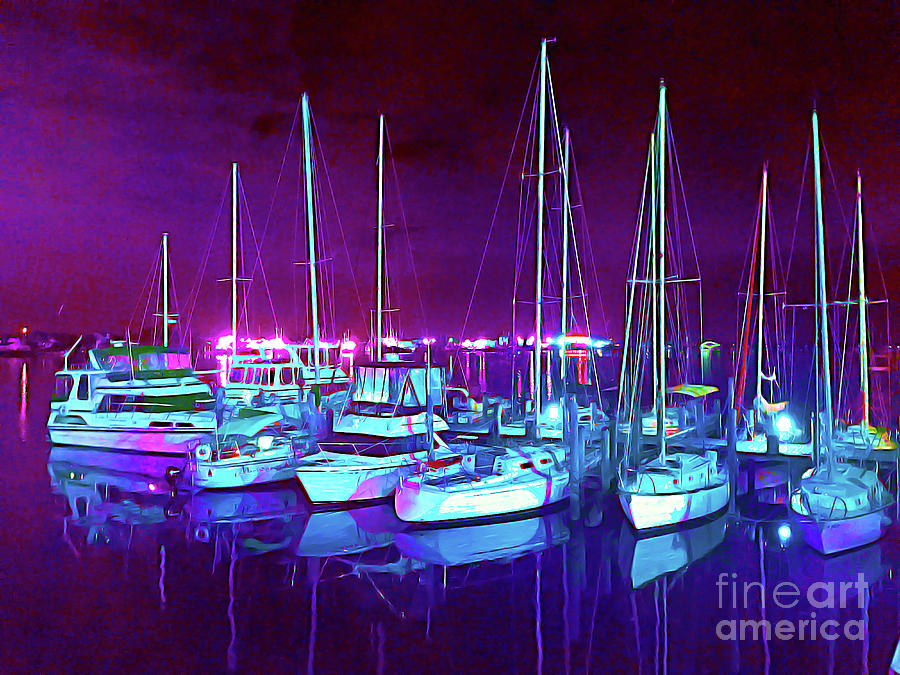 Marina in the Night Paint Painting by Chris Andruskiewicz