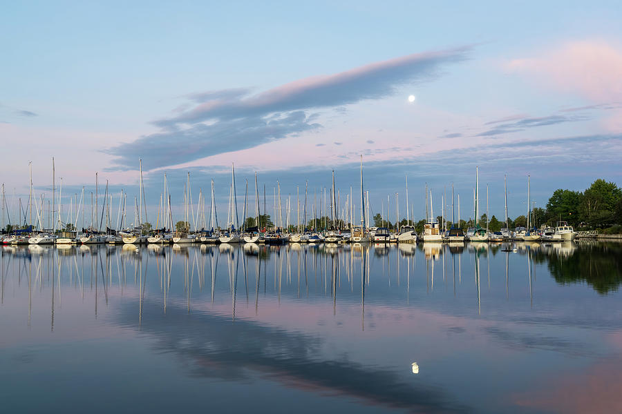Pier Photograph - Marina Moon - Symmetrical Balance for Moonstruck Yachties and Sea Dogs by Georgia Mizuleva