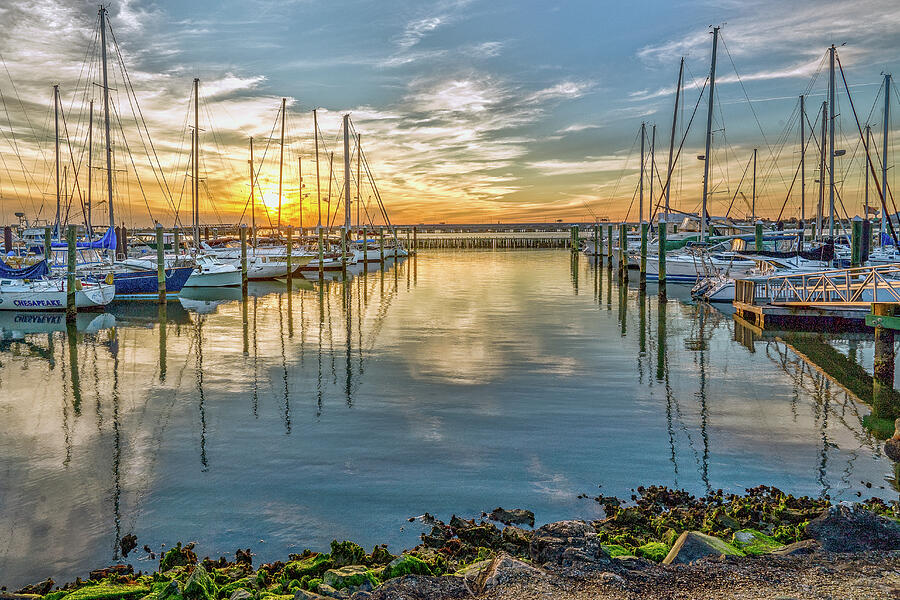 Marina Sunset at Fort Monroe Photograph by Jerry Gammon
