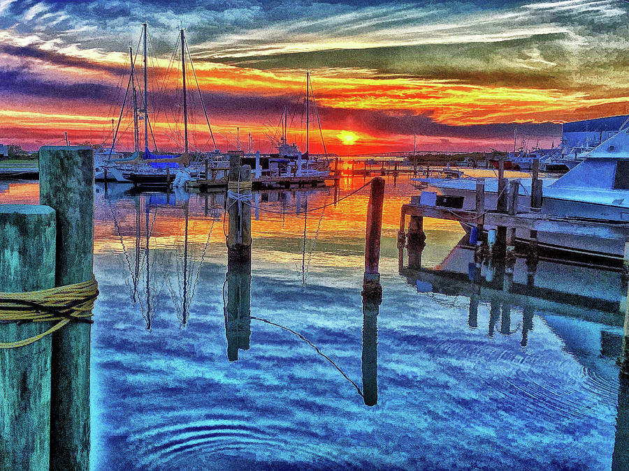 Marina Sunset-Digital Art Photograph by Steve Templeton