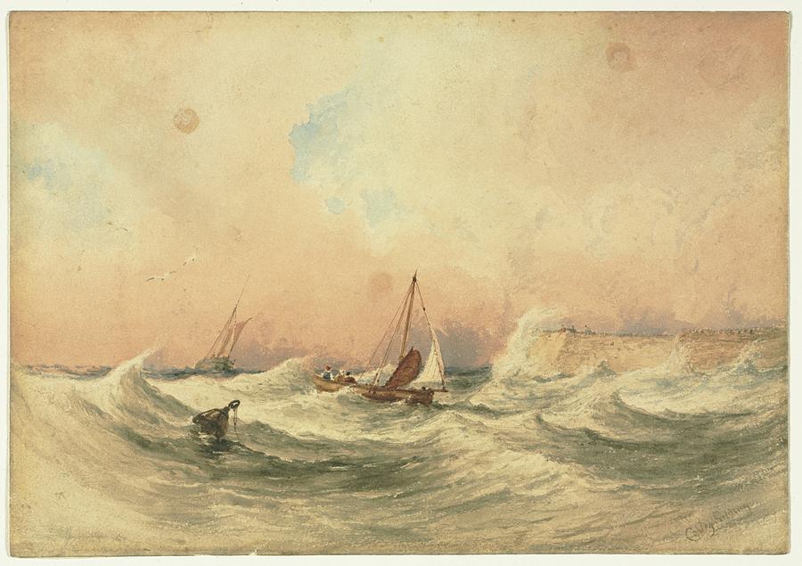 Marine Date unknown Anthony Vandyke Copley Fielding Painting by MotionAge Designs