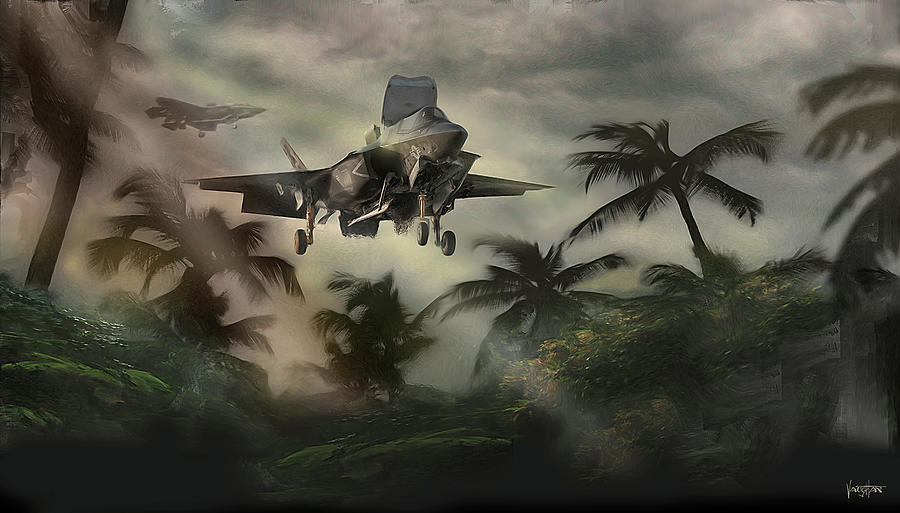 Marine F-35 above jungle Digital Art by James Vaughan