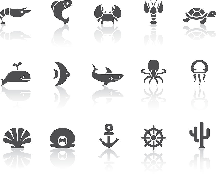 Marine Life Icons | Simple Black Series Drawing by ChengChiLin