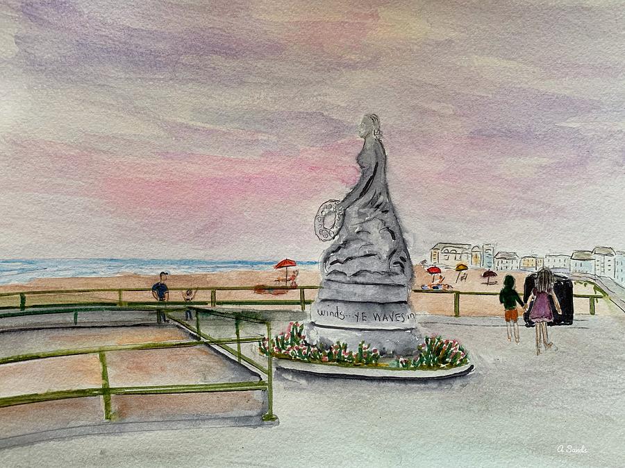 Marine Memorial on Hampton Beach Painting by Anne Sands