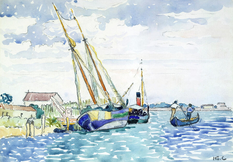 Marine Scene By Henri-edmond Cross Painting