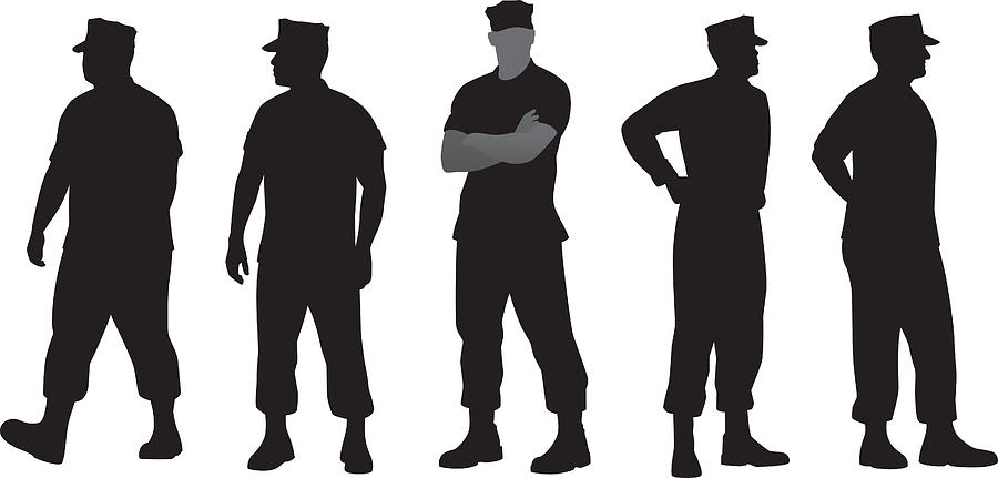 Marine Soldier Silhouettes Drawing by JakeOlimb