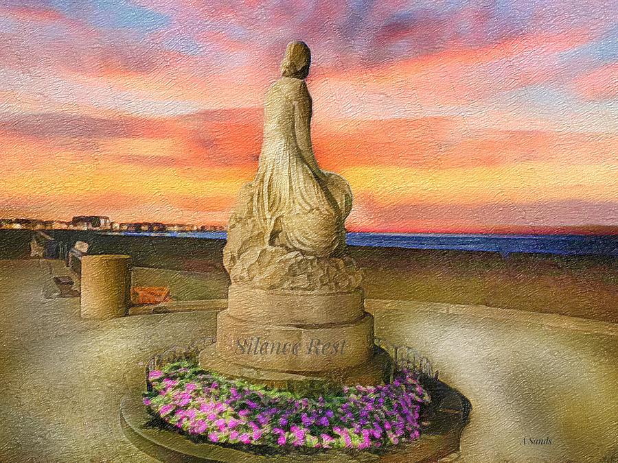 Marine Statue at Sunrise Painting by Anne Sands