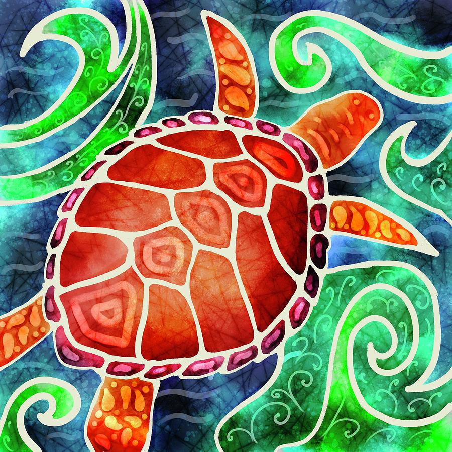 Shell Digital Art - Marine Turtle by Isabella Biava