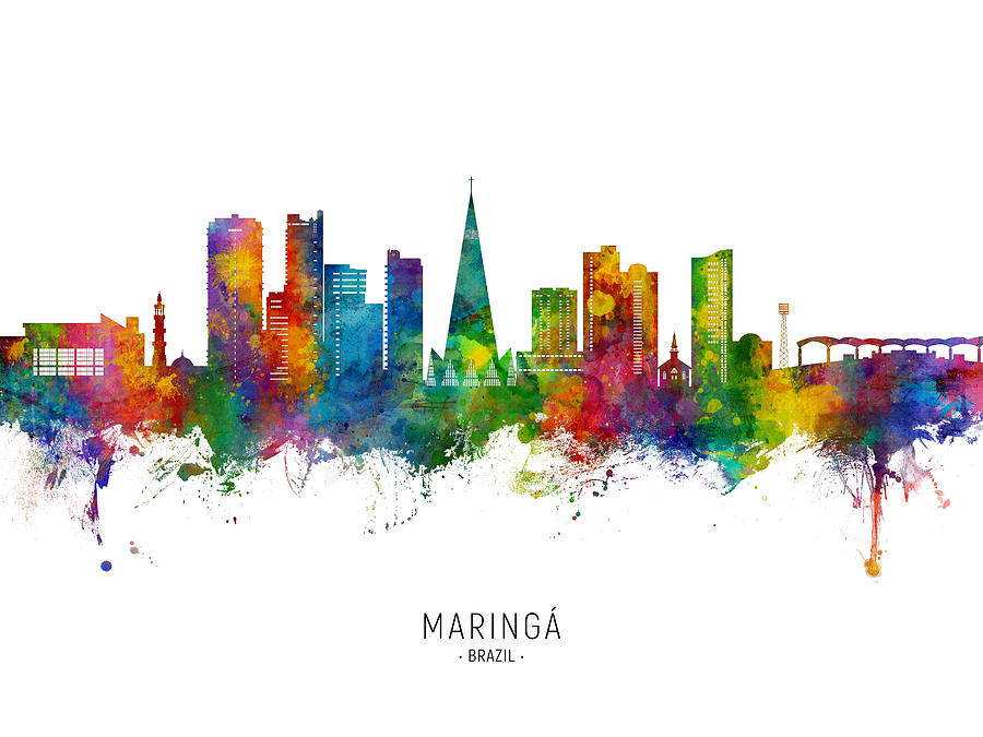 Maringa Skyline Brazil #48 Digital Art by Michael Tompsett