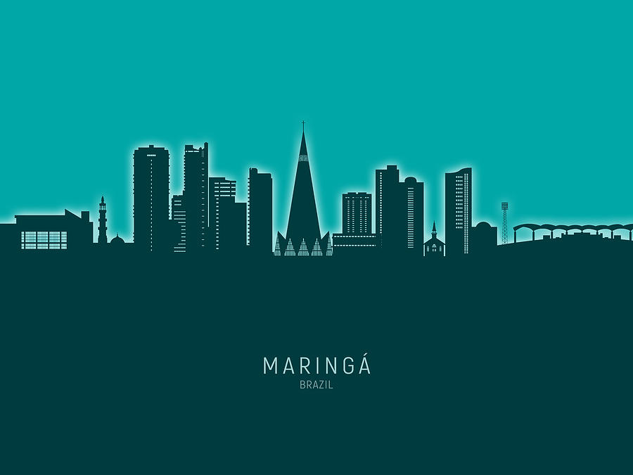 Maringa Skyline Brazil #63 Digital Art by Michael Tompsett
