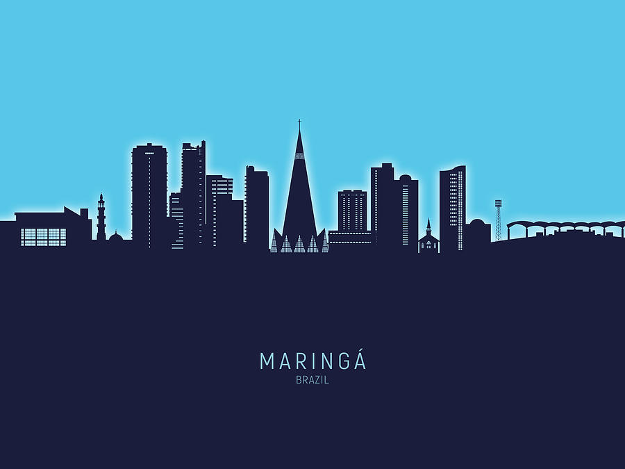 Maringa Skyline Brazil #64 Digital Art by Michael Tompsett