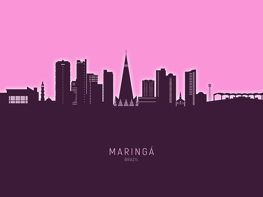 Maringa Skyline Brazil #66 Digital Art by Michael Tompsett